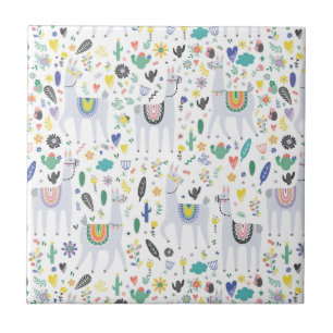 Gekritzel-Alpaka-Muster Fliese