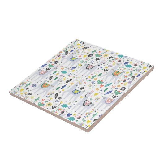 Gekritzel-Alpaka-Muster Fliese (Seite)