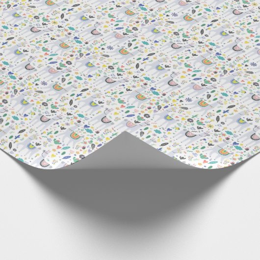 Gekritzel-Alpaka-Muster Geschenkpapier (Ecke)
