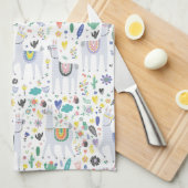 Gekritzel-Alpaka-Muster Geschirrtuch (Viertel Falte)