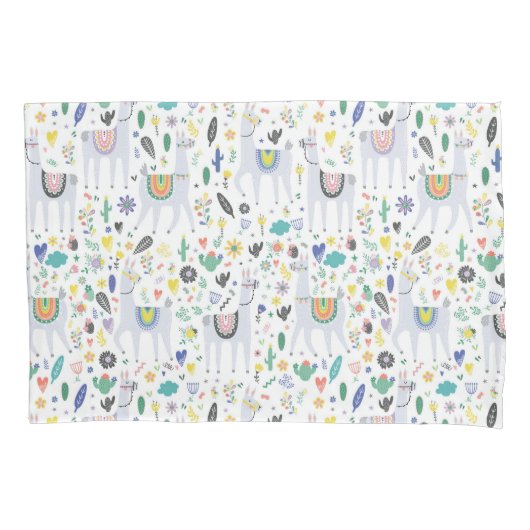 Gekritzel-Alpaka-Muster Kissenbezug (Vorderseite-Links)