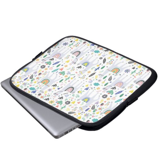 Gekritzel-Alpaka-Muster Laptopschutzhülle (Vorne Knopf)