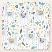 Gekritzel-Alpaka-Muster Rechteckiger Pappuntersetzer (Vorderseite)