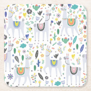 Gekritzel-Alpaka-Muster Rechteckiger Pappuntersetzer