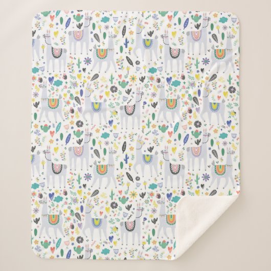 Gekritzel-Alpaka-Muster Sherpadecke (Vorderseite)