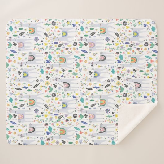 Gekritzel-Alpaka-Muster Sherpadecke (Vorderseite (Horizontal))