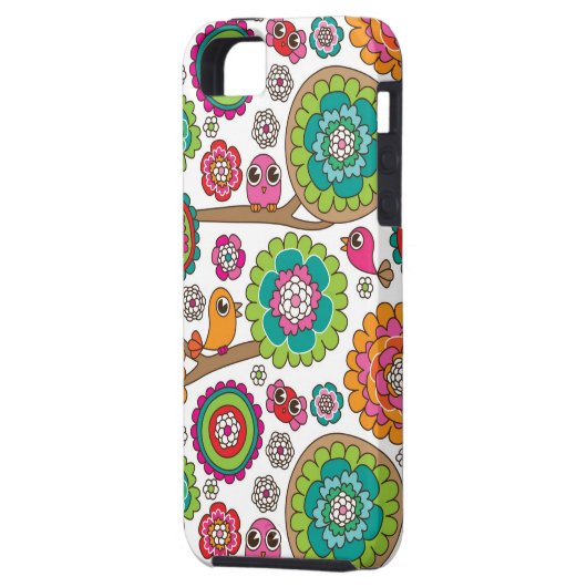 Gekritzel-Blumen-Hintergrundmuster Case-Mate iPhone Hülle (Rückseite Links)