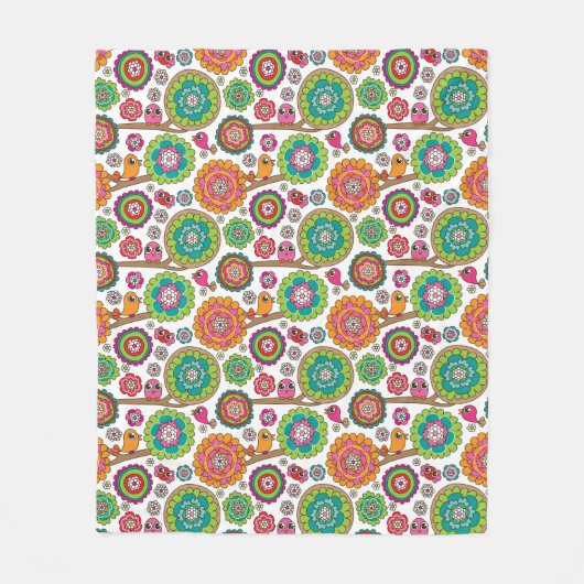 Gekritzel-Blumen-Hintergrundmuster Fleecedecke (Vorderseite)
