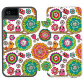 Gekritzel-Blumen-Hintergrundmuster Incipio iPhone Geldbeutel-Hülle (Folio Geöffnet)