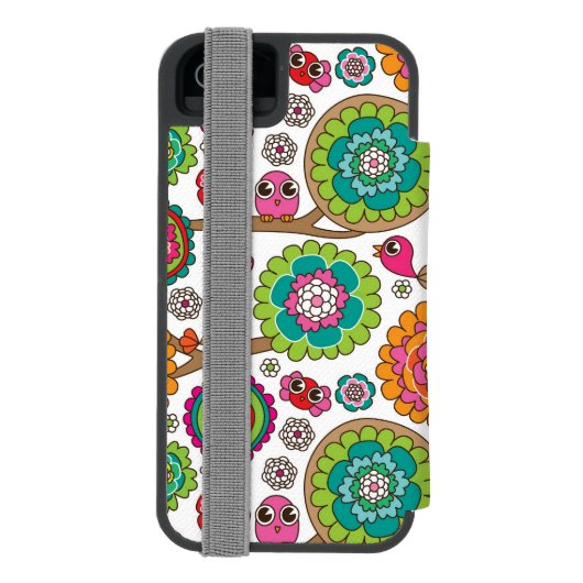 Gekritzel-Blumen-Hintergrundmuster Incipio iPhone Geldbeutel-Hülle (Folio Rückseite)