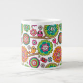 Gekritzel-Blumen-Hintergrundmuster Jumbo-Tasse (Vorderseite)