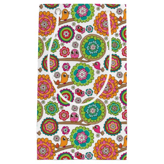 Gekritzel-Blumen-Hintergrundmuster Kleine Geschenktüte (Vorderseite)