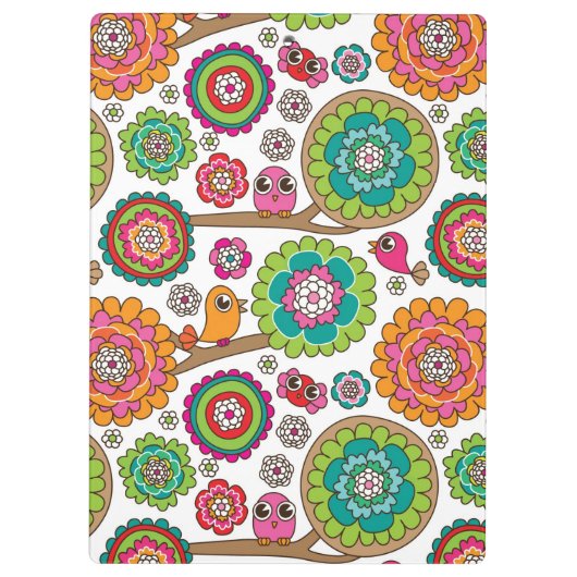 Gekritzel-Blumen-Hintergrundmuster Klemmbrett (Rückseite)