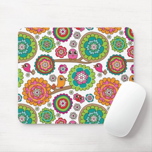 Gekritzel-Blumen-Hintergrundmuster Mousepad (Mit Mouse)
