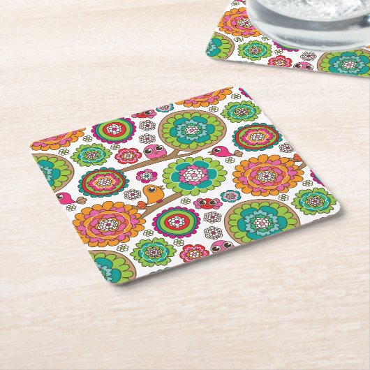 Gekritzel-Blumen-Hintergrundmuster Rechteckiger Pappuntersetzer (angewinkelt)