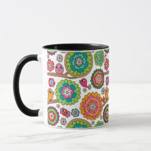 Gekritzel-Blumen-Hintergrundmuster Tasse