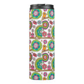Gekritzel-Blumen-Hintergrundmuster Thermosbecher (Rückseite)