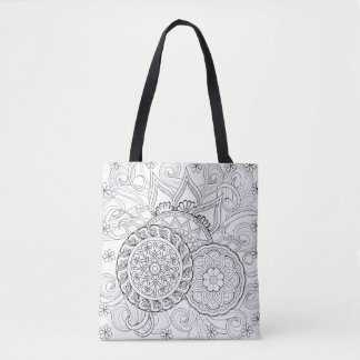 Gekritzel-Blumen und Mandalas 2 Tasche