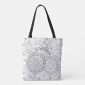 Gekritzel-Blumen und Mandalas 2 Tasche (Rückseite)