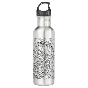 Gekritzel-Blumen und Mandalas Trinkflasche