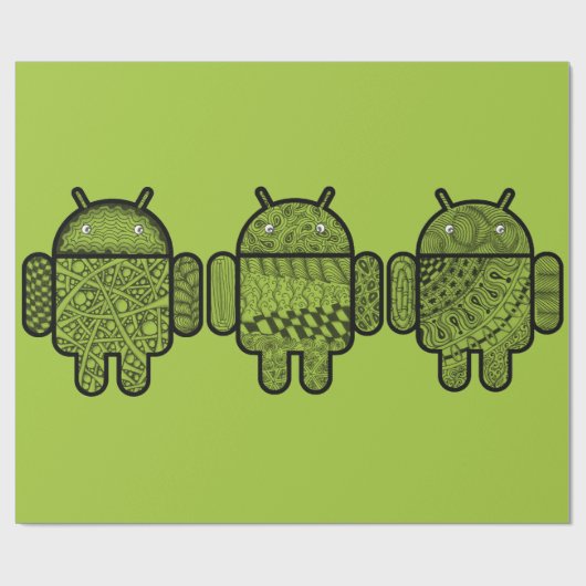 Gekritzel-Charaktere für den Android™ Roboter Geschenkpapier (Flach)