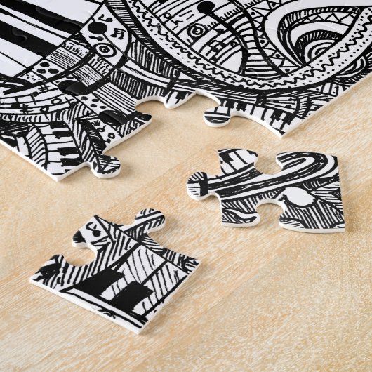 Gekritzel der klassischen Musik mit Puzzle (Seite)