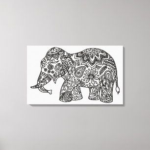 Gekritzel-Elefant 6 Leinwanddruck