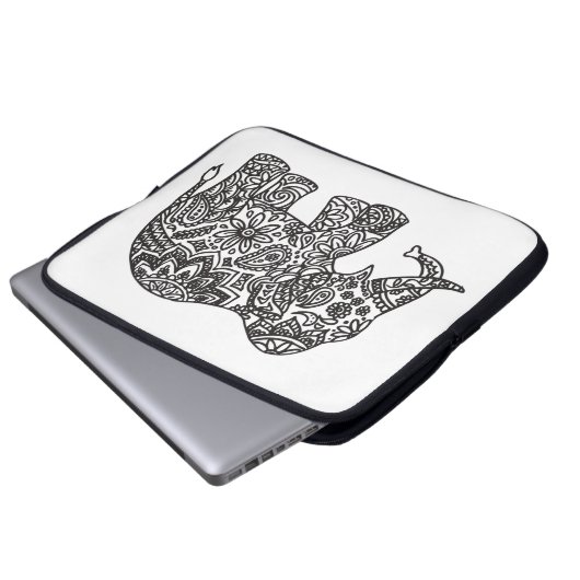 Gekritzel-Elefant Laptopschutzhülle (Vorne Knopf)