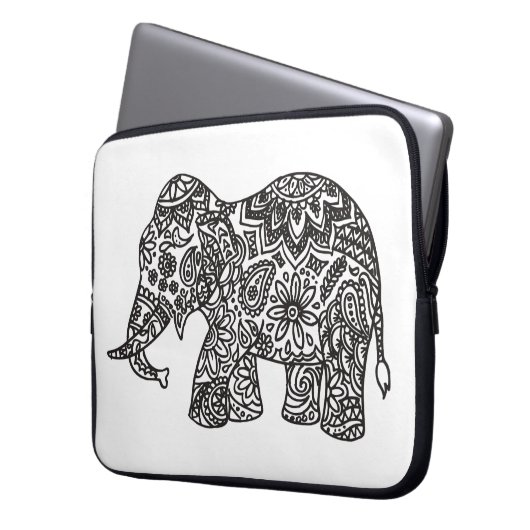 Gekritzel-Elefant Laptopschutzhülle (Vorderseite Links)
