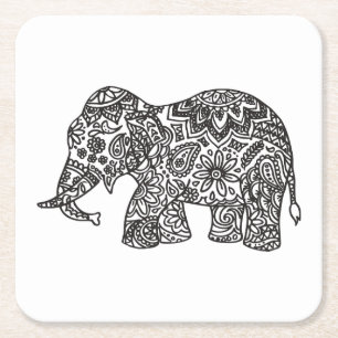 Gekritzel-Elefant Rechteckiger Pappuntersetzer