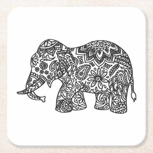 Gekritzel-Elefant Rechteckiger Pappuntersetzer (Vorderseite)