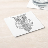 Gekritzel-Eule Rechteckiger Pappuntersetzer (angewinkelt)