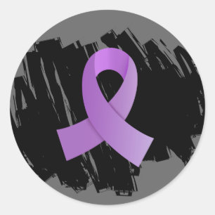 Gekritzel General-Cancer Lavender Ribbon With Runder Aufkleber