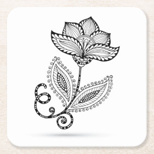 Gekritzel Hennastrauch-Paisleys Mehndi Rechteckiger Pappuntersetzer