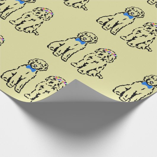 Gekritzel-Hundepaar-Packpapier Geschenkpapier (Ecke)