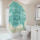 Gekritzel-Karte von USA Duschvorhang (Beispiel)