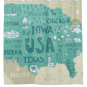 Gekritzel-Karte von USA Duschvorhang (Vorderseite)