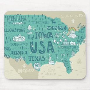 Gekritzel-Karte von USA Mousepad