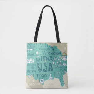 Gekritzel-Karte von USA Tasche