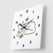 Gekritzel-Katze Quadratische Wanduhr (Winkel)