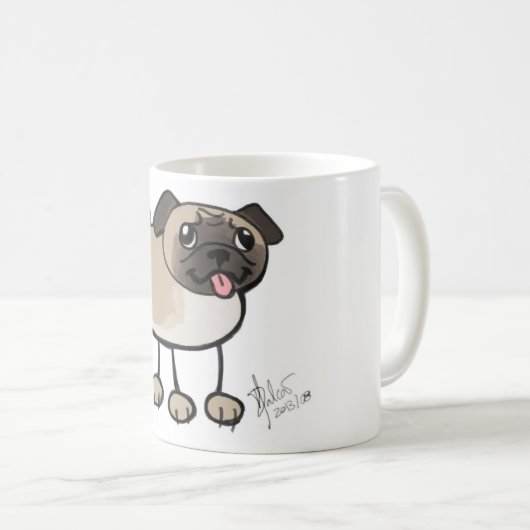 Gekritzel-Mops-Tasse Kaffeetasse (VorderseiteRechts)