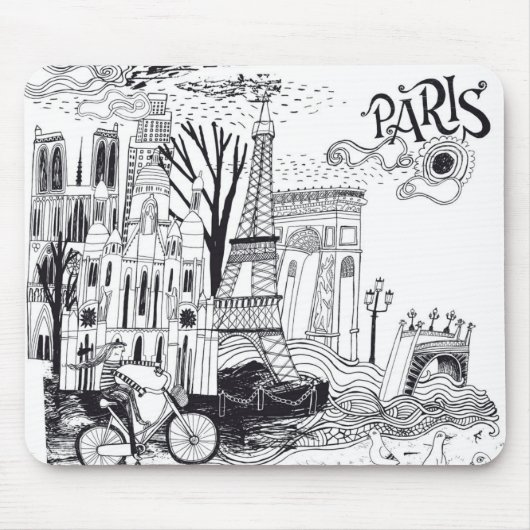 Gekritzel Paris Frankreich Mousepad (Vorne)