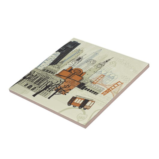 Gekritzel-San Francisco Szene Fliese (Seite)