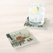 Gekritzel-San Francisco Szene Glasuntersetzer (Schrägansicht)