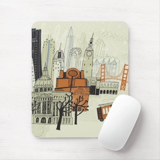 Gekritzel-San Francisco Szene Mousepad (Mit Mouse)