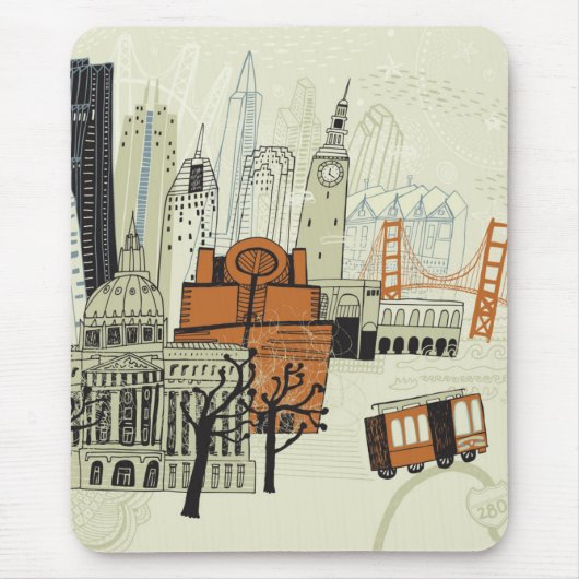Gekritzel-San Francisco Szene Mousepad (Vorne)
