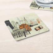 Gekritzel-San Francisco Szene Rechteckiger Pappuntersetzer (angewinkelt)