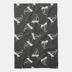 Gekritzel-Segelboot-Muster Küchentuch