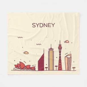 Gekritzel-Skyline Sydneys, Australien   Fleecedecke