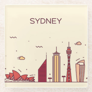 Gekritzel-Skyline Sydneys, Australien   Glasuntersetzer